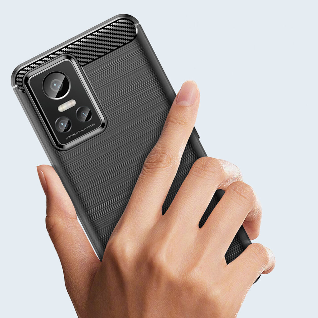 Carbon Case skirtas Realme GT Neo 3, juoda цена и информация | Telefono dėklai | pigu.lt