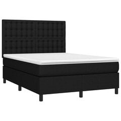 Кровать с пружинами/матрасом/LED vidaXL, 140х200 см, черный цена и информация | Кровати | pigu.lt