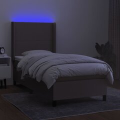 Lova su spyruoklėmis/čiužiniu/LED, taupe, 90x190 cm цена и информация | Кровати | pigu.lt