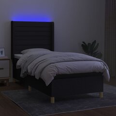 vidaXL Lova su spyruoklėmis/čiužiniu/LED, juoda, 90x190 cm, audinys kaina ir informacija | Lovos | pigu.lt