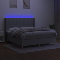 Кровать vidaXL с пружинами/матрас/LED, ткань, 180x200 см, серая цена и информация | Кровати | pigu.lt