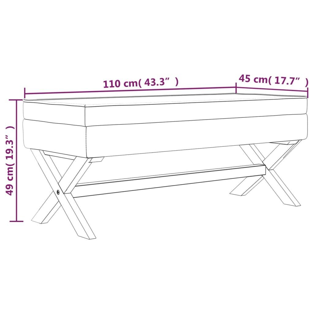 Daiktadėžė-taburetė vidaXL, Audinys, 110x45x49cm, tamsiai pilka kaina ir informacija | Sėdmaišiai ir pufai | pigu.lt