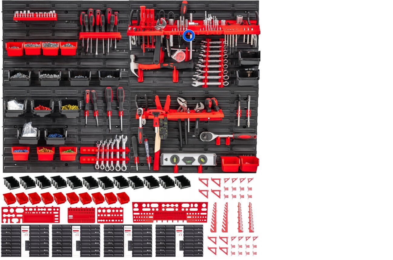 Sienelė įrankiams su įvairiomis lentynomis 115 x 78cm kaina ir informacija | Įrankių dėžės, laikikliai | pigu.lt