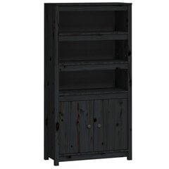 vidaXL Komoda, juodos spalvos, 80x35x154cm, pušies medienos masyvas цена и информация | Шкафчики в гостиную | pigu.lt