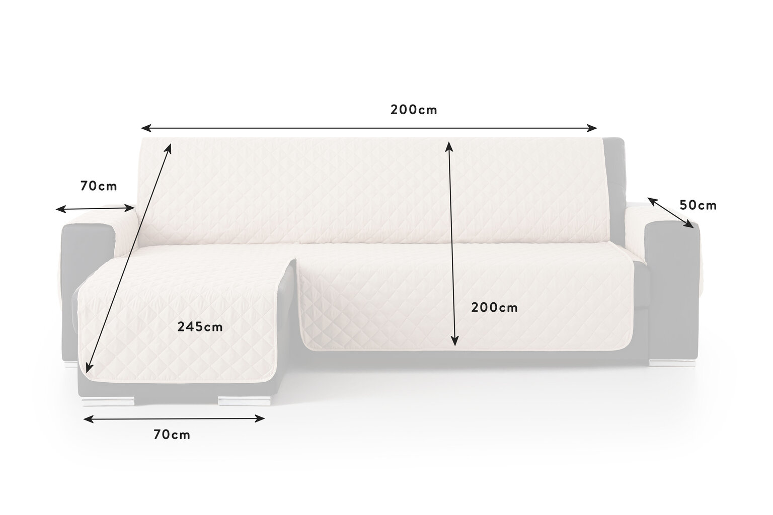 Bestcovers vienpusė kampinės sofos, 200 cm kaina ir informacija | Baldų užvalkalai | pigu.lt
