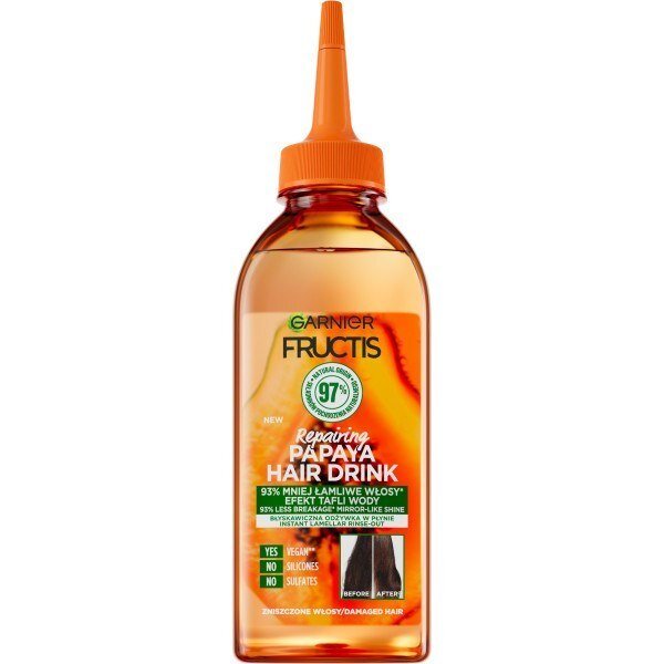 Skystas plaukų kondicionierius Garnier Papaya Hair Drink, 200 ml kaina ir informacija | Balzamai, kondicionieriai | pigu.lt