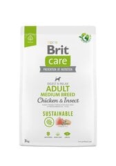 Сухой корм для собак BRIT Care Dog Sustainable Adult Medium Breed Chicken & Insect, 3 кг цена и информация |  Сухой корм для собак | pigu.lt