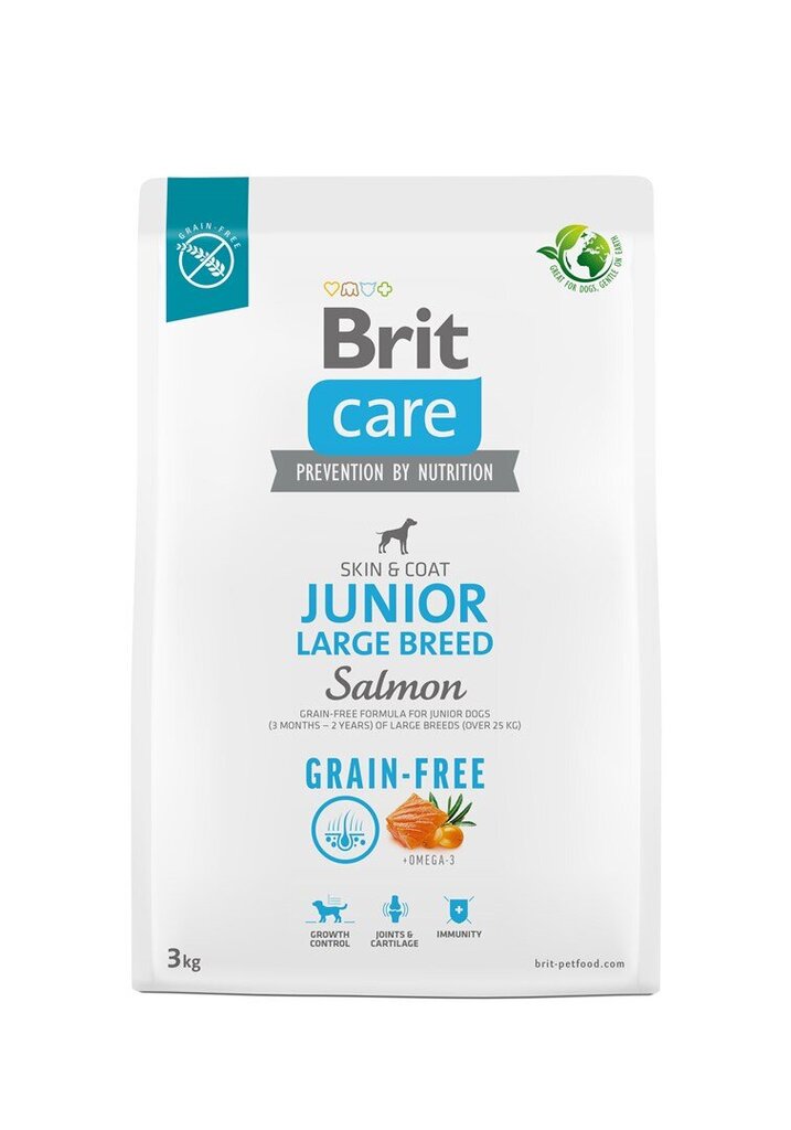 Brit Care Grain-free didelės veislės jauniems šuniukams su lašiša, 3 kg (nauja pakuotė) kaina ir informacija | Sausas maistas šunims | pigu.lt