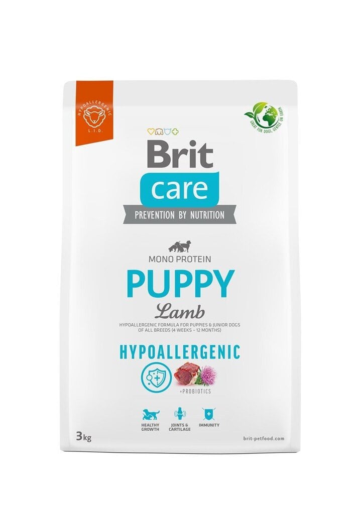 Brit Care Hypoallergenic sausas maistas jauniems šuniukams su ėriena, 3 kg (nauja pakuotė) kaina ir informacija | Sausas maistas šunims | pigu.lt