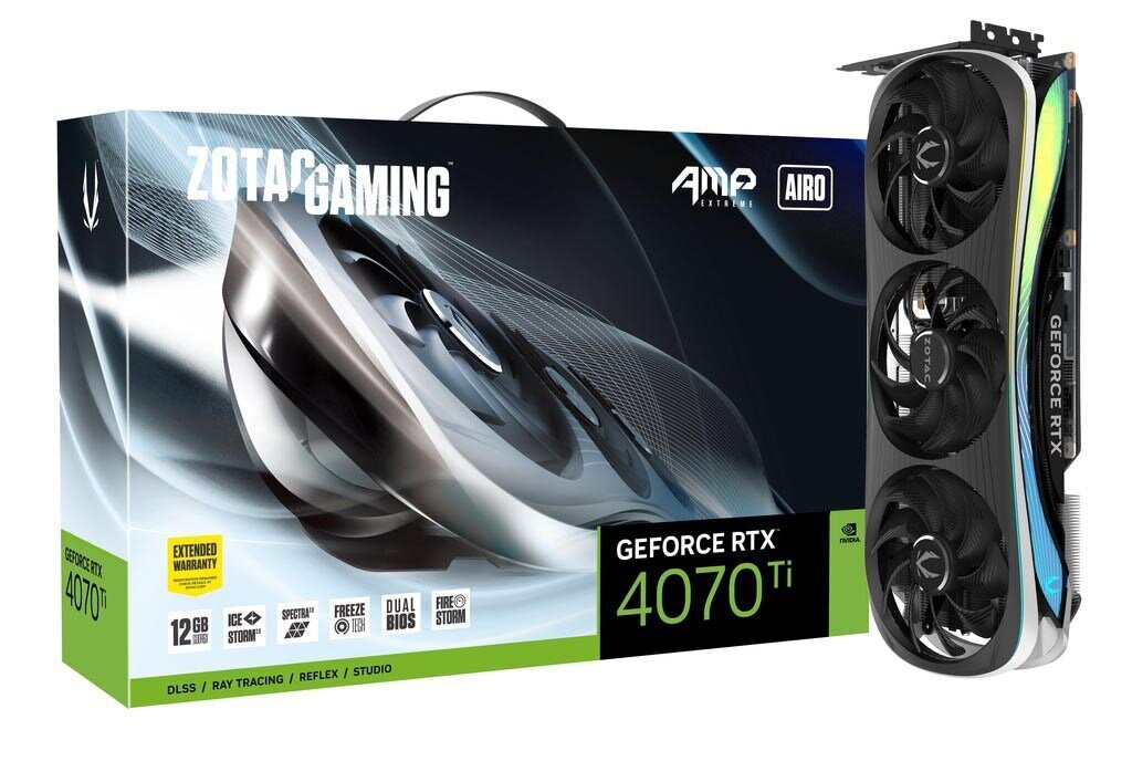 Zotac GAMING GeForce RTX 4070 Ti AMP Extreme AIRO (ZT-D40710B-10P) цена и информация | Vaizdo plokštės (GPU) | pigu.lt