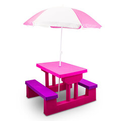 Sodo suoliukas su skėčiu vaikams, rožinis kaina ir informacija | Vaikiški lauko baldai | pigu.lt