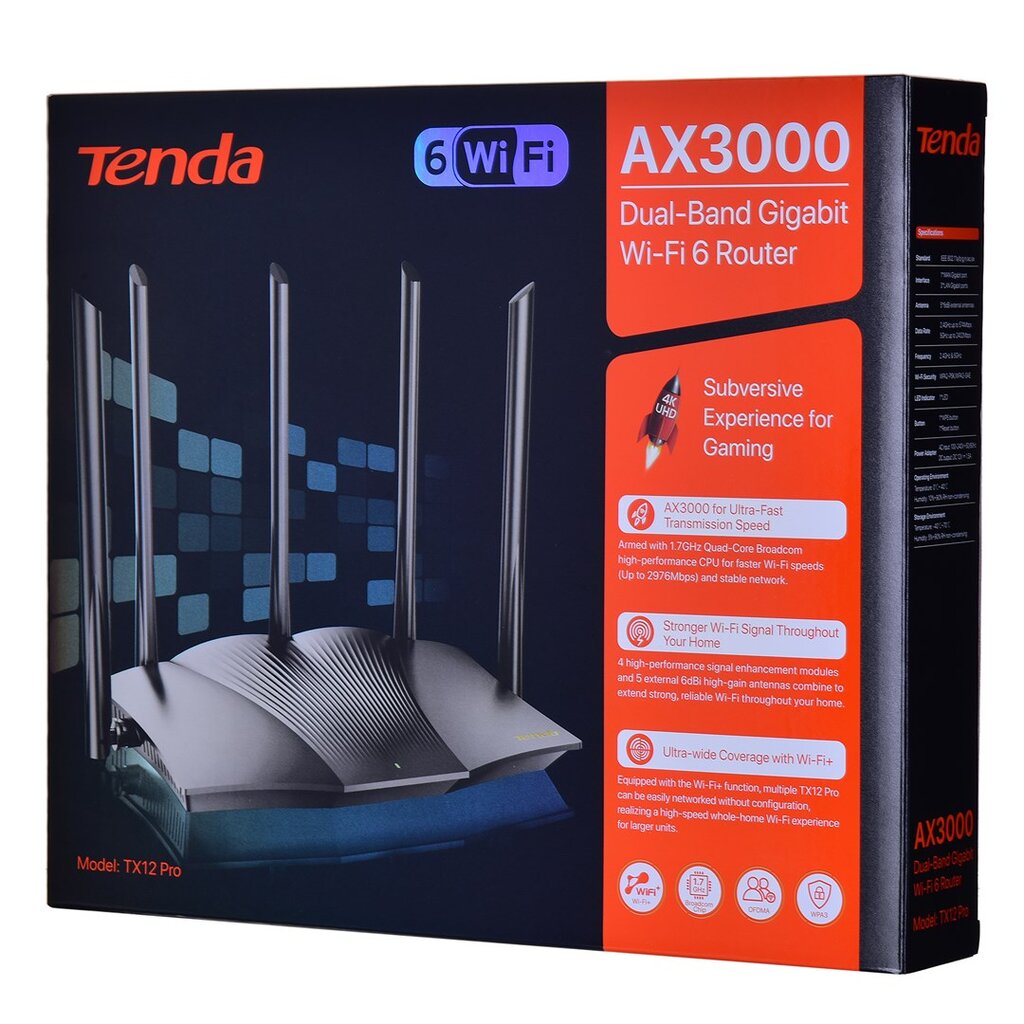 Tenda TX12 Pro kaina ir informacija | Maršrutizatoriai (routeriai) | pigu.lt