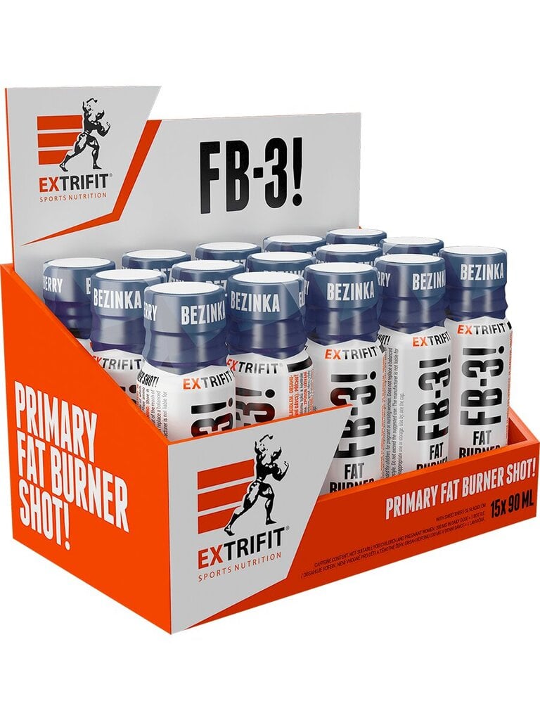 Riebalų degintojas Extrifit Shot FB-3!, 15x90 ml kaina ir informacija | L-karnitinas | pigu.lt