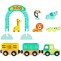 Medinė traukinių trasa lentoje „Zoo“, Tooky Toy kaina ir informacija | Lavinamieji žaislai | pigu.lt