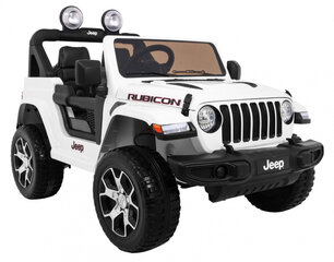 Dvivietis elektromobilis Jeep wrangler rubicon, baltas kaina ir informacija | Elektromobiliai vaikams | pigu.lt