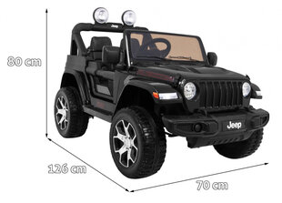 Dvivietis elektromobilis Jeep Wrangler Rubicon, juodas kaina ir informacija | Elektromobiliai vaikams | pigu.lt