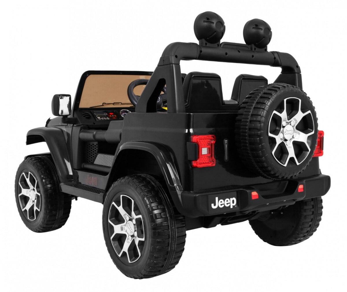 Dvivietis elektromobilis Jeep Wrangler Rubicon, juodas kaina ir informacija | Elektromobiliai vaikams | pigu.lt