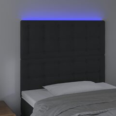 Galvūgalis su LED vidaXL, Aksomas, 80x5x118/128cm, juoda kaina ir informacija | Lovos | pigu.lt