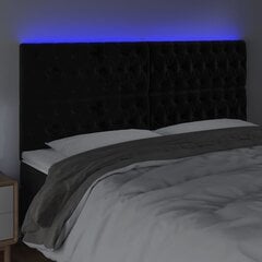 Galvūgalis su LED vidaXL, Aksomas, 200x7x118/128cm, juoda kaina ir informacija | Lovos | pigu.lt