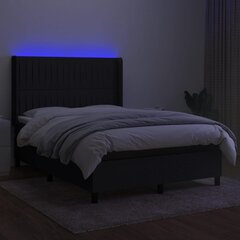 Кровать с пружинами/матрасом/LED vidaXL, 140х200 см, черный цена и информация | Кровати | pigu.lt