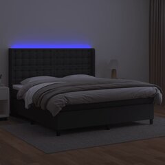 vidaXL Кровать с пружинами/матрасом/LED, черная 180х200см искусственная кожа цена и информация | Кровати | pigu.lt