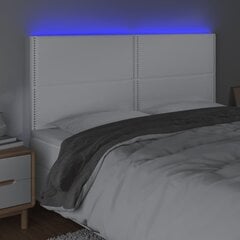 Galvūgalis su LED vidaXL, Dirbtinė oda, 180x5x118/128cm, balta цена и информация | Кровати | pigu.lt