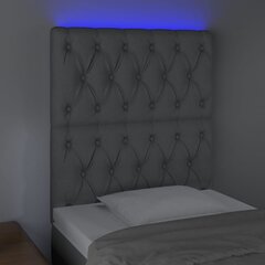 Galvūgalis su LED vidaXL, Audinys, 80x7x118/128cm, šviesiai pilka цена и информация | Кровати | pigu.lt