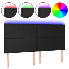 Galvūgalis su LED vidaXL, Dirbtinė oda, 180x5x118/128cm, juoda цена и информация | Кровати | pigu.lt