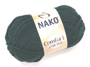 Mezgimo siūlai Nako Comfort Stretch 50g, spalva tamsiai žalia 930ŽT kaina ir informacija | Mezgimui | pigu.lt