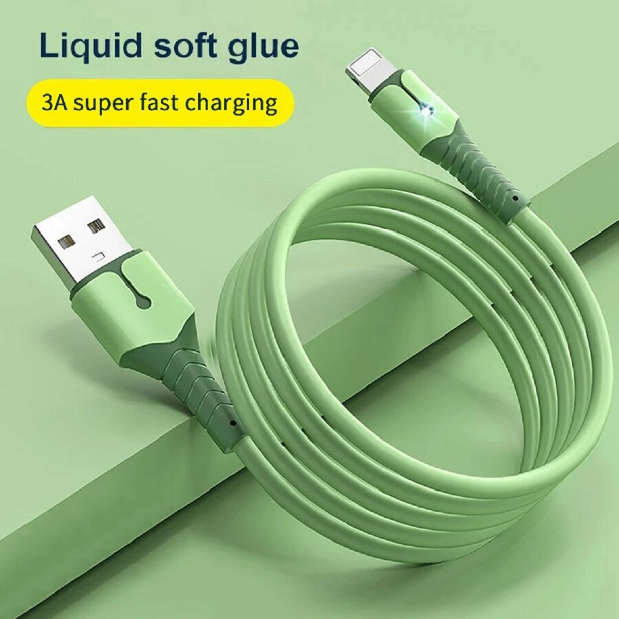 Šviečiantis USB laidas telefonui žalias 1,5m kaina ir informacija | Laidai telefonams | pigu.lt