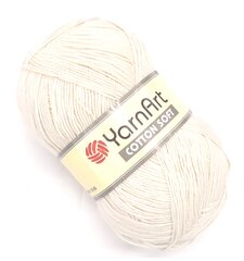 Mezgimo siūlai YarnArt Cotton Soft 100 g, spalva balta 1B8 kaina ir informacija | Mezgimui | pigu.lt