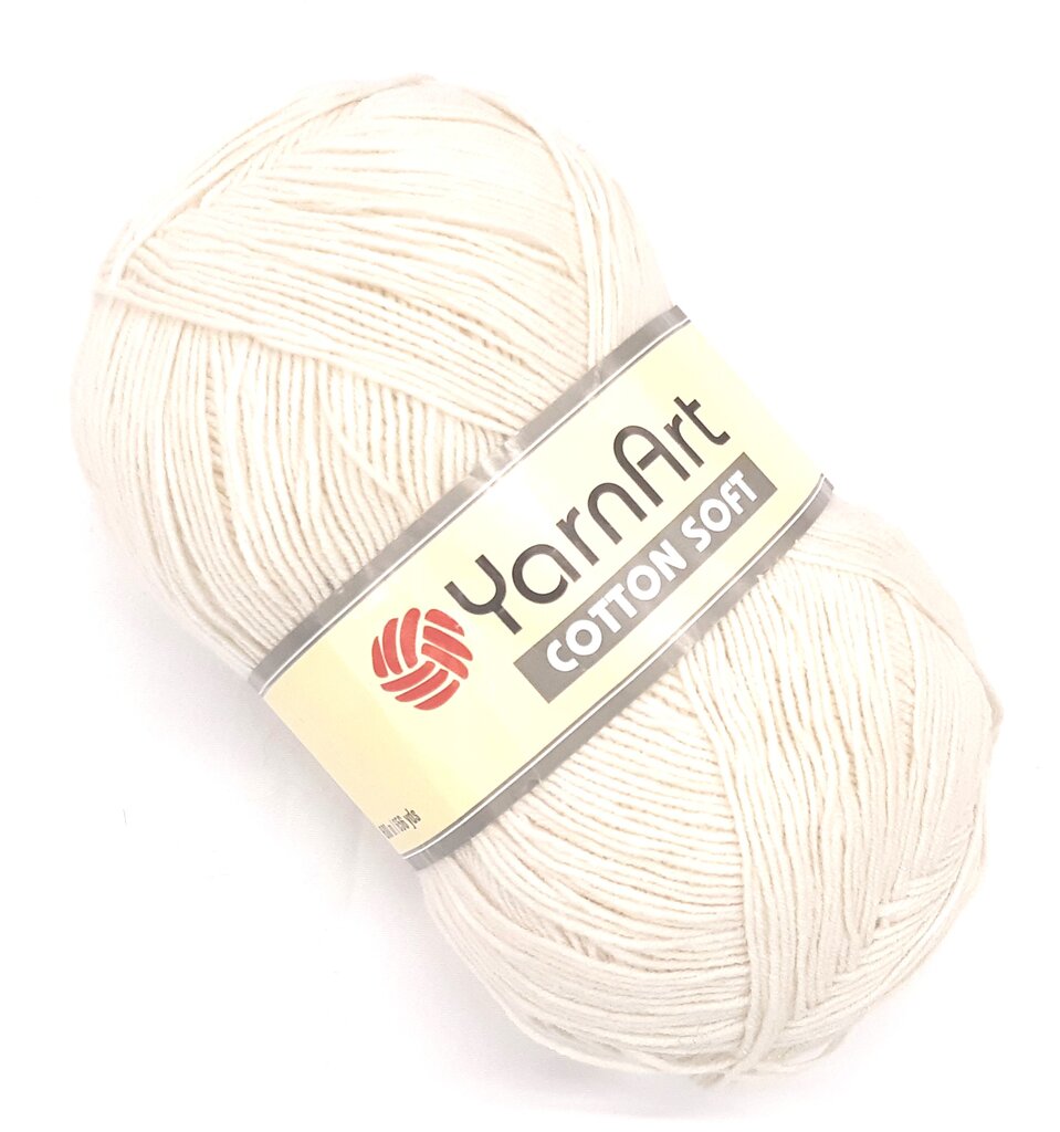 Mezgimo siūlai YarnArt Cotton Soft 100 g, spalva balta 1B8 kaina ir informacija | Mezgimui | pigu.lt