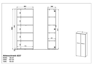 Шкаф 4237, серый цена и информация | Шкафы | pigu.lt