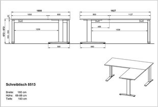 Письменный стол 8513, серый цвет цена и информация | Компьютерные, письменные столы | pigu.lt