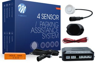 Система помощи при парковке - CP6 с зуммером и разъемами - белый M-TECH (Parking assist system - CP6 with buzzer and connectors - white). цена и информация | Системы парковки | pigu.lt