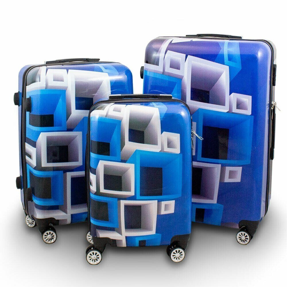 Lagaminų rinkinys, M, L, XL, mėlynas kaina ir informacija | Lagaminai, kelioniniai krepšiai | pigu.lt