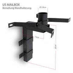 Настенный кронштейн для американского почтового ящика Mailbox US, черная сталь цена и информация | Почтовые ящики, номера для дома | pigu.lt