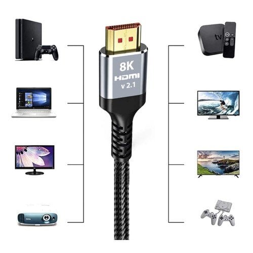 HDMI - HDMI kabelis 2m Izoxis HDMI 2.1 8K 60hz 4K 120Hz цена и информация | Kabeliai ir laidai | pigu.lt