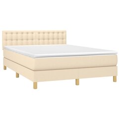Кровать с матрасом, пружинами и светодиодом vidaXL, кремовая, 140х200 см цена и информация | Кровати | pigu.lt