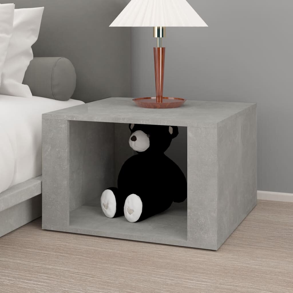 vidaXL Naktinis staliukas, betono pilkas, 57x55x36cm, apdirbta mediena kaina ir informacija | Spintelės prie lovos | pigu.lt