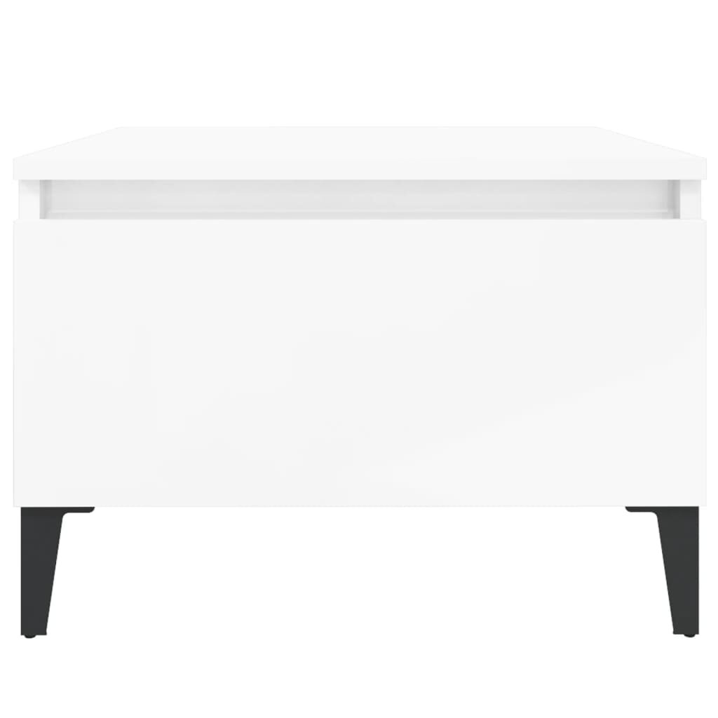 vidaXL Šoniniai staliukai, 2vnt., balti, 50x46x35cm, mediena, blizgūs kaina ir informacija | Kavos staliukai | pigu.lt