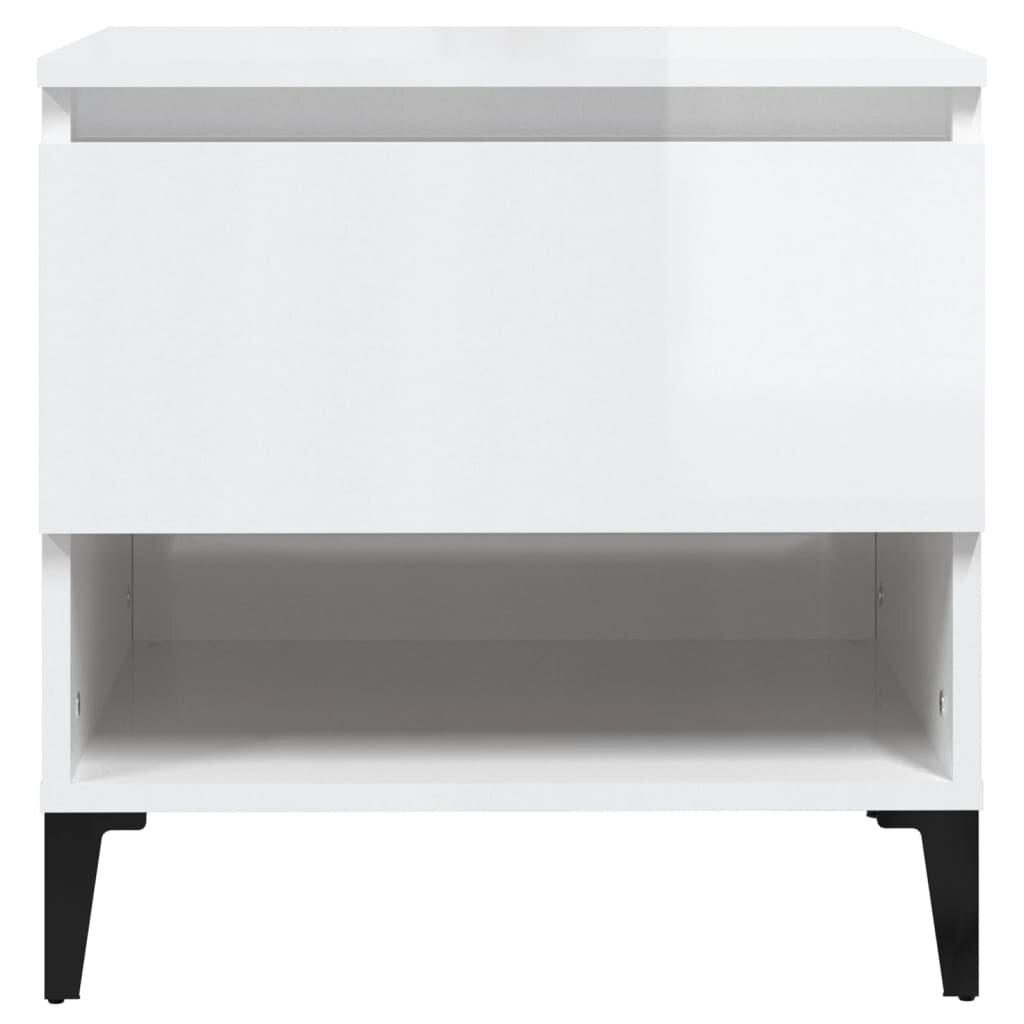 vidaXL Šoniniai staliukai, 2vnt., balti, 50x46x50cm, mediena, blizgūs kaina ir informacija | Kavos staliukai | pigu.lt