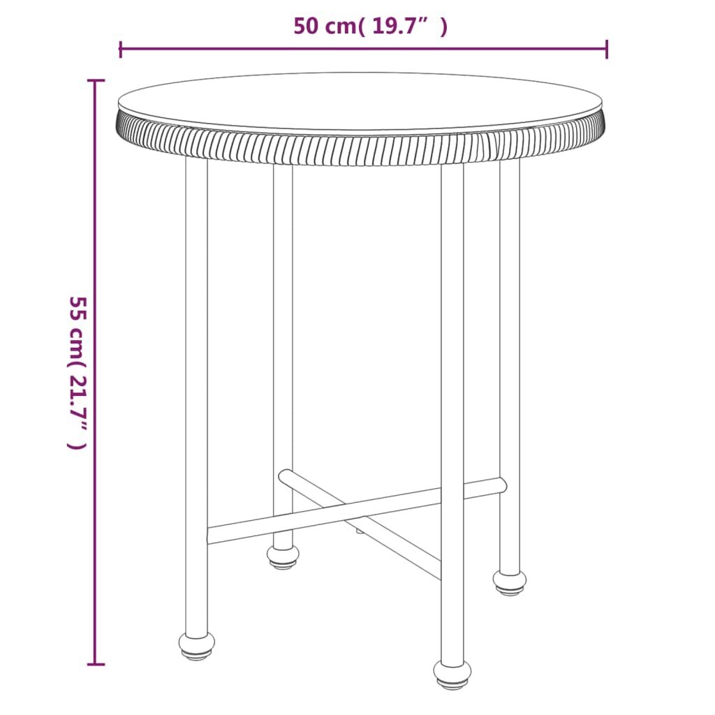 Valgomojo stalas, 50x55 cm, juodas kaina ir informacija | Lauko stalai, staliukai | pigu.lt