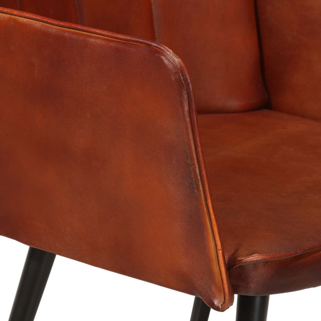 Krėslas su pakoja vidaXL, Tikra oda, ruda kaina ir informacija | Svetainės foteliai | pigu.lt