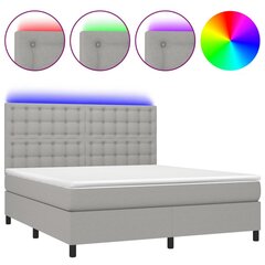Кровать vidaXL с пружинами/матрас/LED, ткань, 180x200 см, серая цена и информация | Кровати | pigu.lt