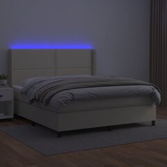 vidaXL Lova su spyruoklėmis ir čiužiniu/LED, kreminė, 160x200 cm цена и информация | Кровати | pigu.lt