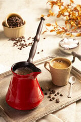 Keraminė kavinukas turkiškos kavos, ritinėlis puodelis, turka cezva, ibrik, tūris 500 ml, raudona цена и информация | Чайники, кофейники | pigu.lt