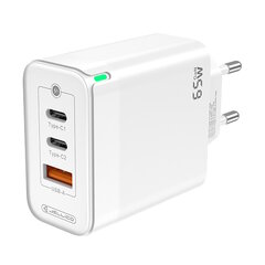 Сетевая зарядка Jellico C79 GaN 65W 3.3V-20V (1.5-3.25A) 2x USB-C / USB + PD Lightning, белая цена и информация | Зарядные устройства для телефонов | pigu.lt