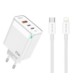 Сетевая зарядка Jellico C79 GaN 65W 3.3V-20V (1.5-3.25A) 2x USB-C / USB + PD Lightning, белая цена и информация | Зарядные устройства для телефонов | pigu.lt