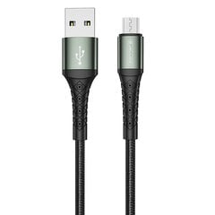 Плетенный тканевый универсальный Micro USB на USB кабель данных и быстрого заряда Jellico B12 3.1A 2 м, черный цена и информация | Кабели и провода | pigu.lt